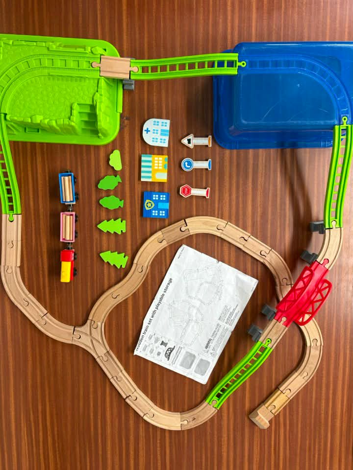 Wooden Train Set with Playable Storage