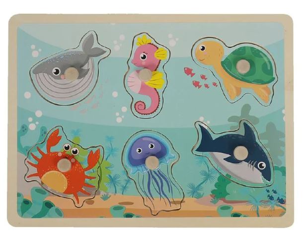 Ocean Creatures Wooden Peg Puzzle