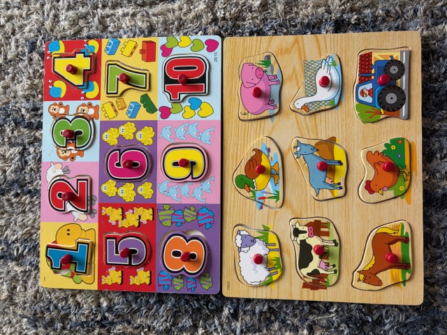Set of Peg Puzzles - Numbers & Animals 