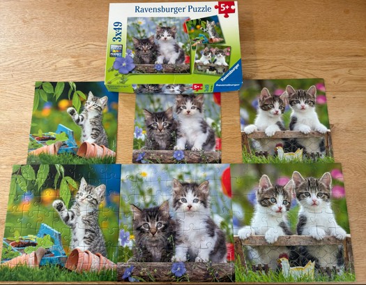 3x49 piece Cat Puzzles