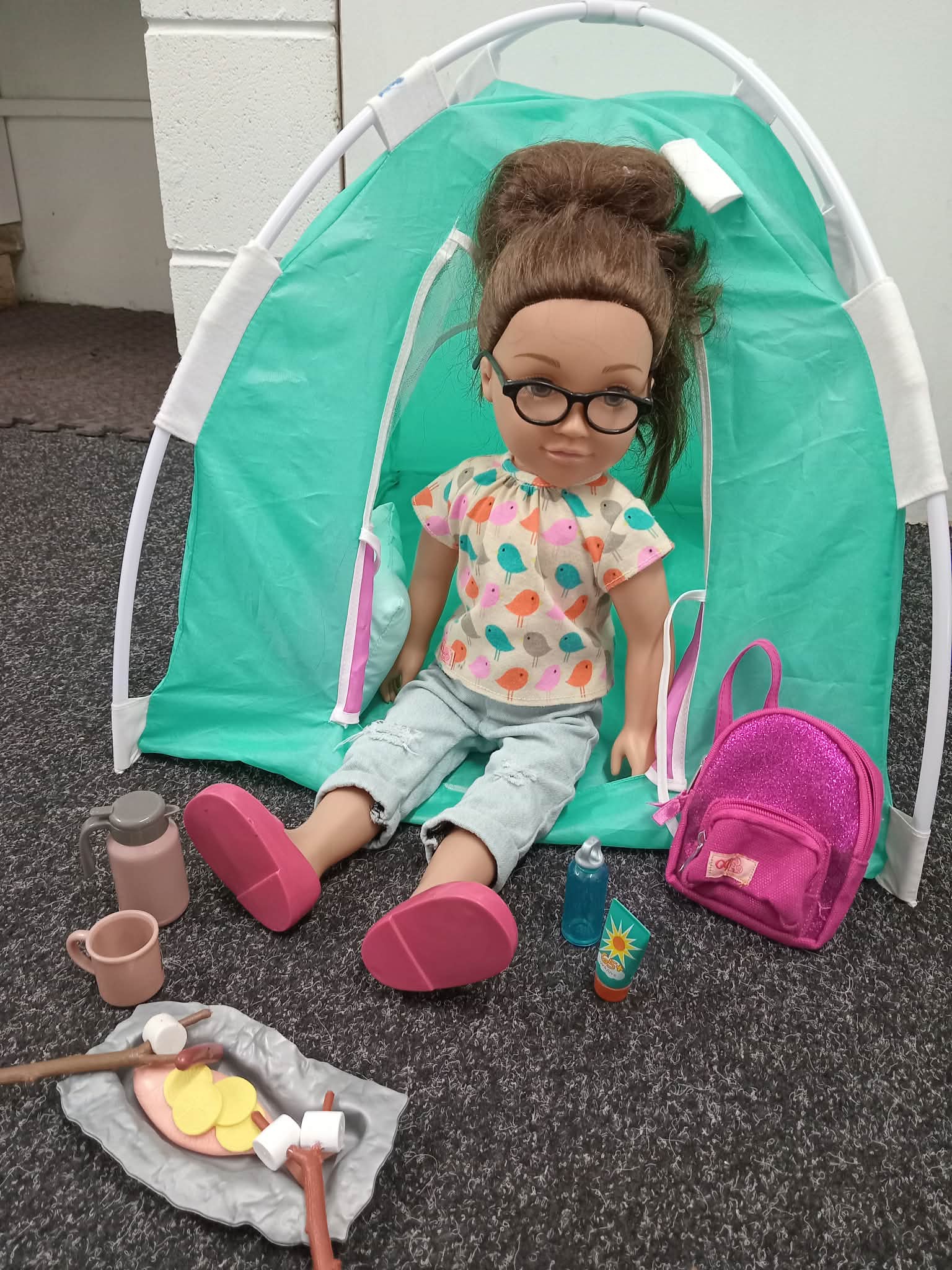Camping set with doll